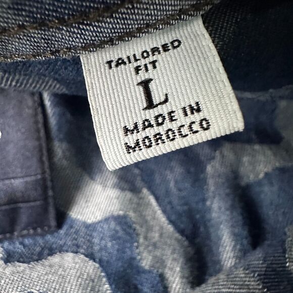 Robert Graham Romero Button Shirt Men’s Large Indigo Blue Camo Tailored Fit New - Picture 8 of 12